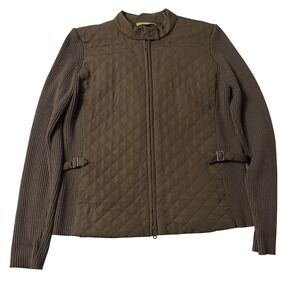 Sigrid Olsen Sport Womens Large Quilted Knit Brown Jacket Gorpcore Granola